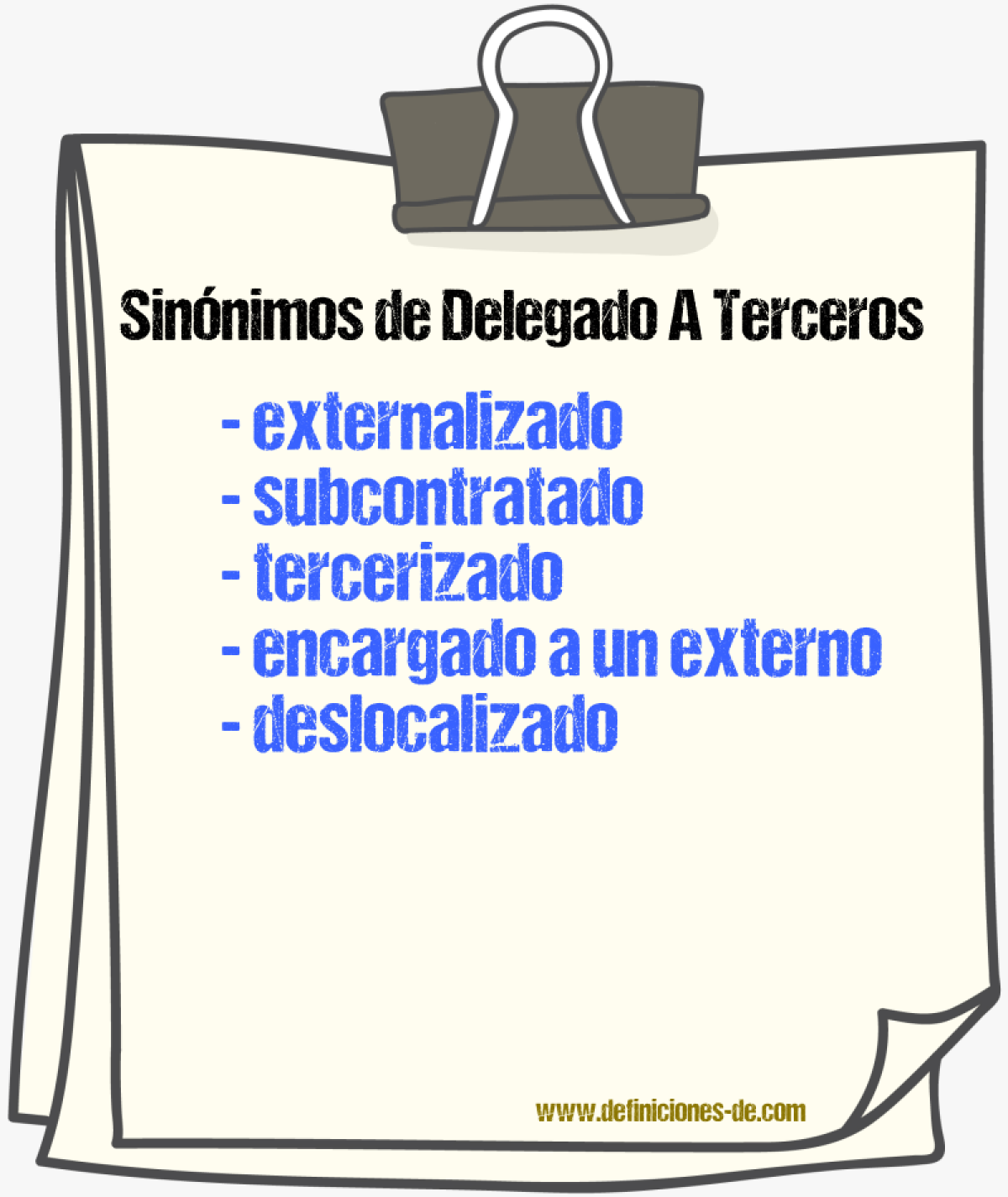 Sinónimos de delegado a terceros