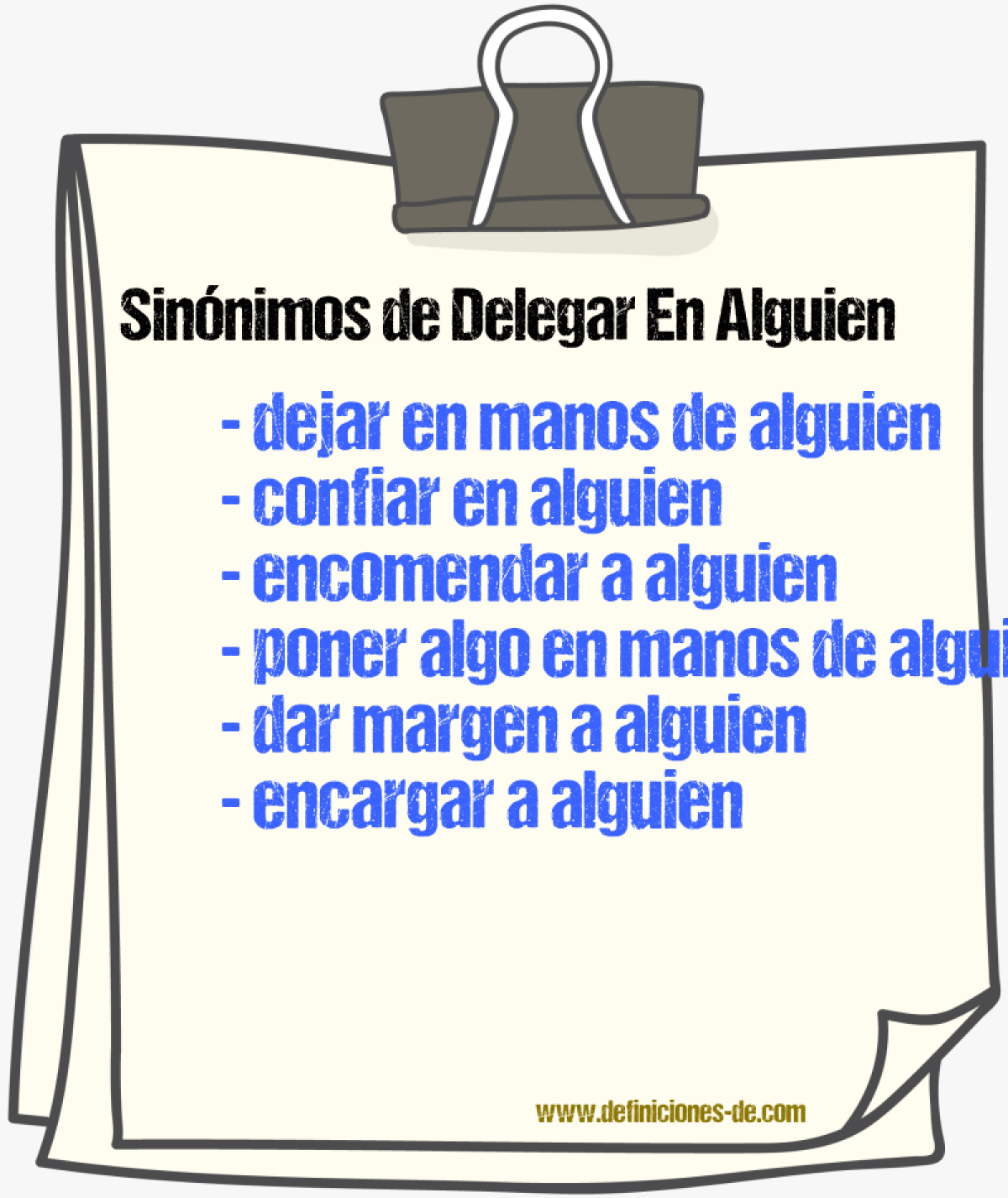 Sinónimos de delegar en alguien