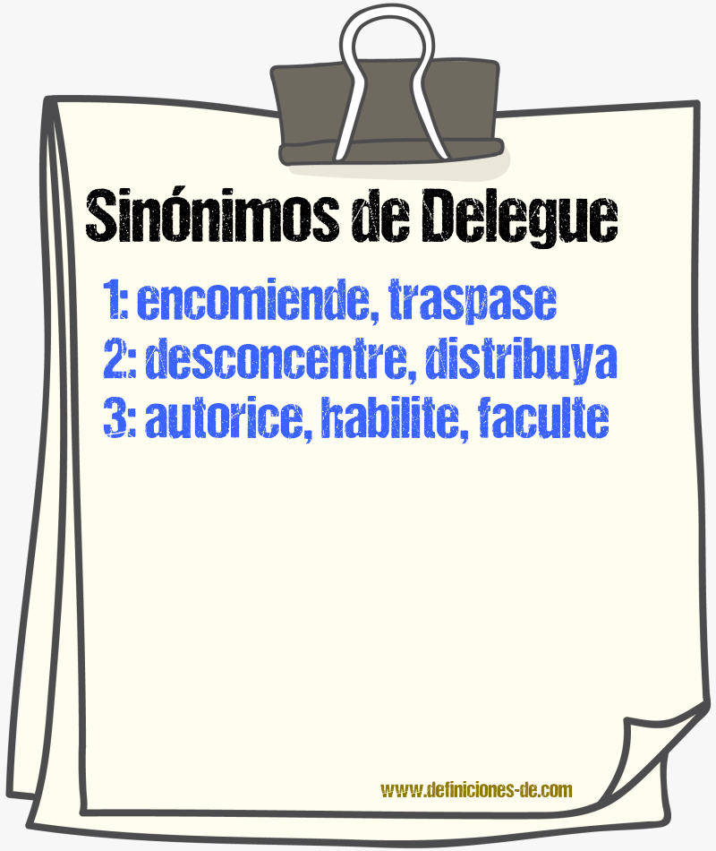Sinónimos de delegue