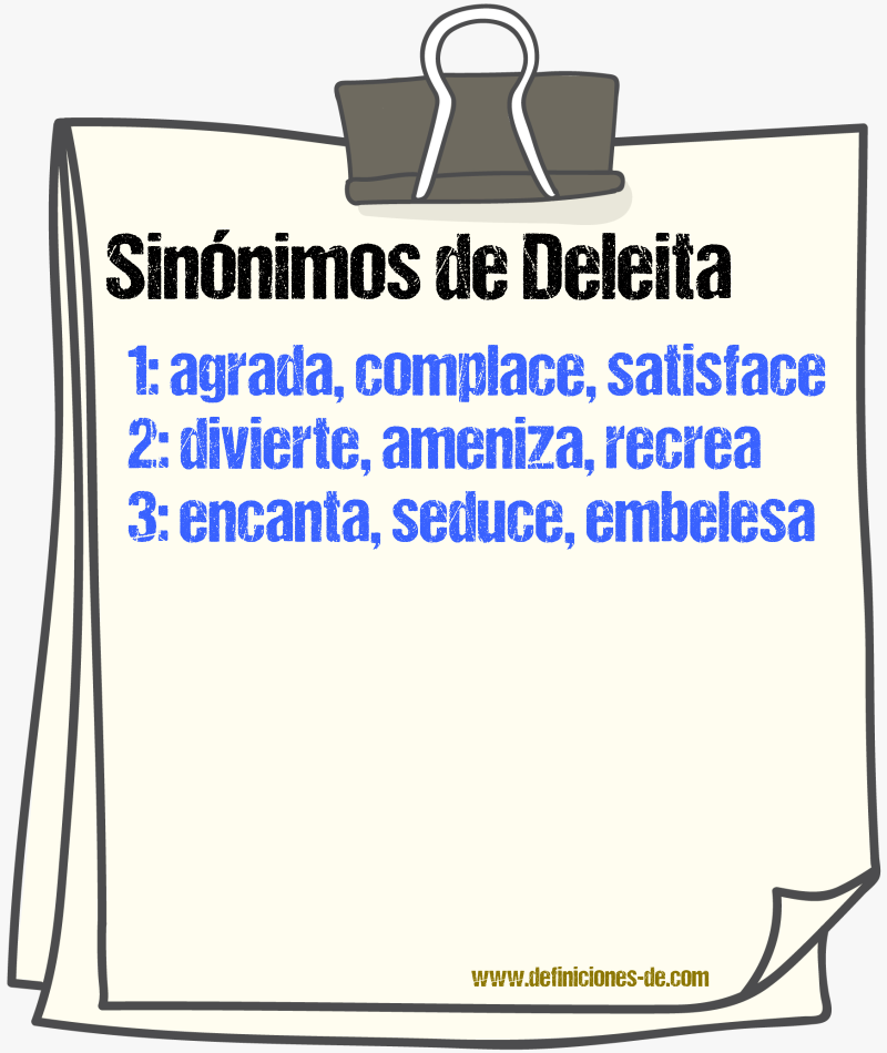 Sinónimos de deleita