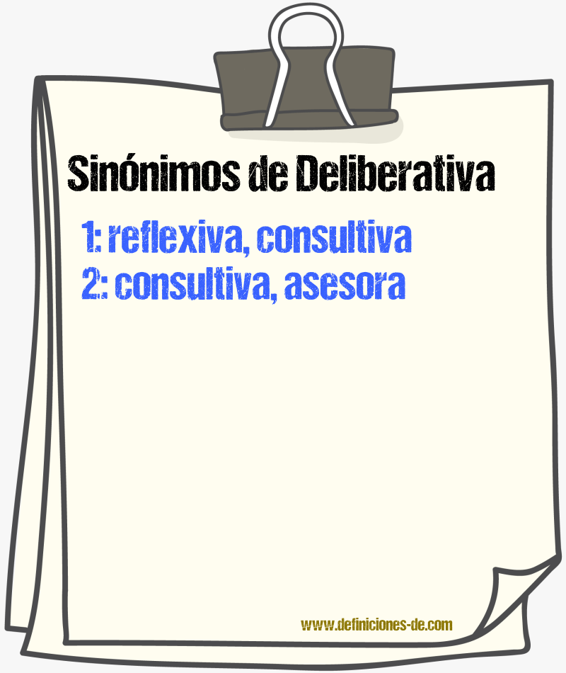 Sinónimos de deliberativa
