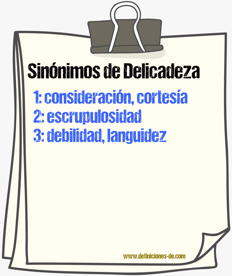 Sinnimos de delicadeza