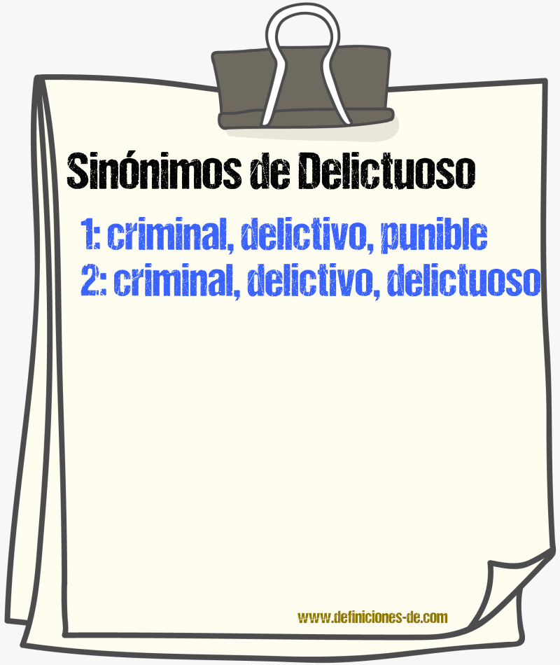 Sinnimos de delictuoso