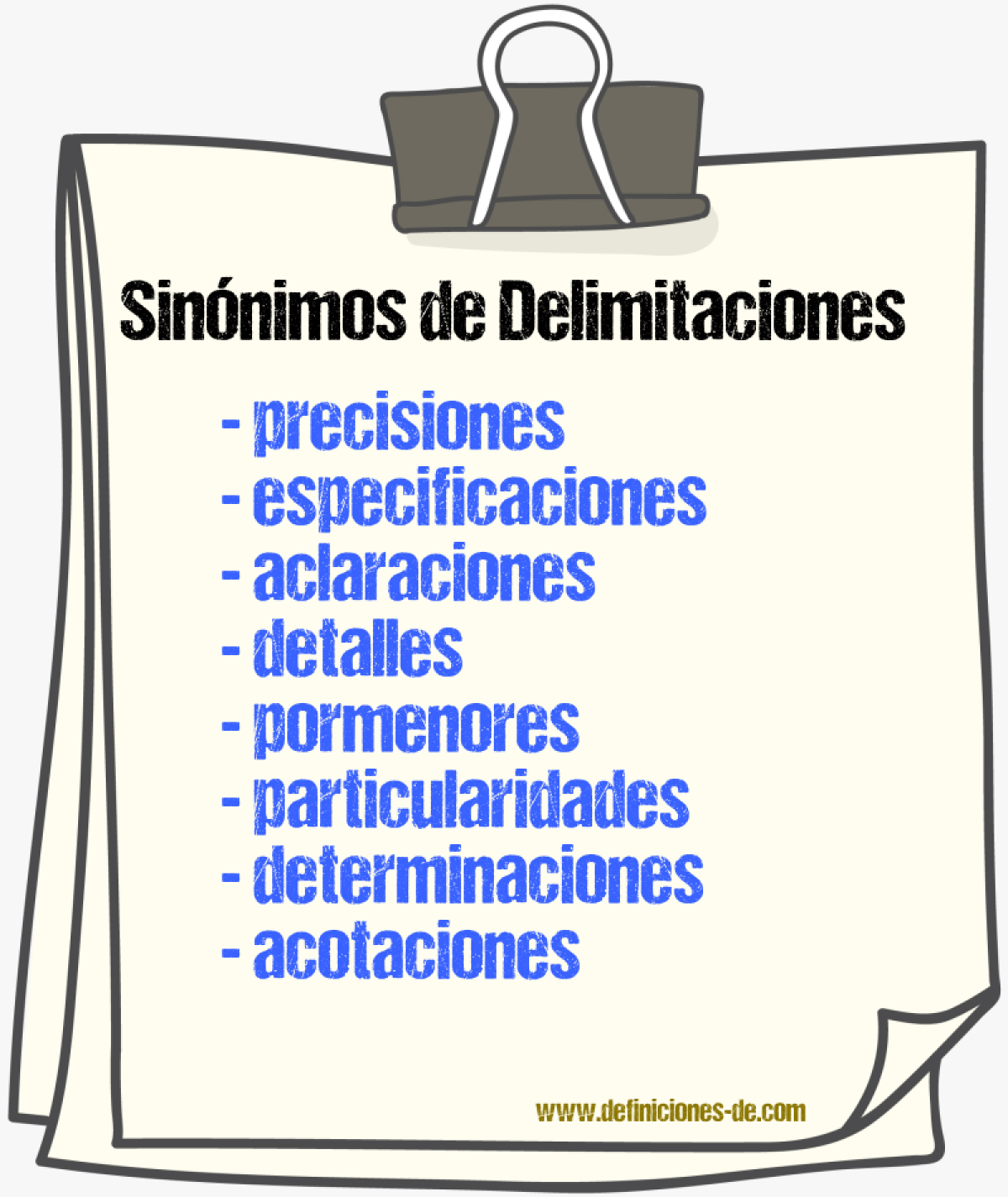 Sinónimos de delimitaciones