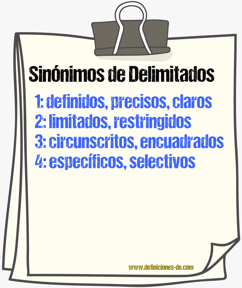Sinónimos de delimitados