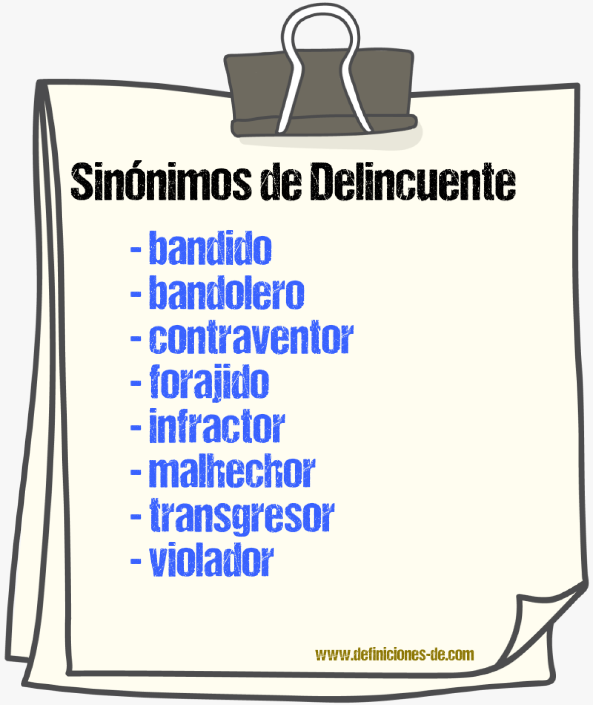 Sinnimos de delincuente