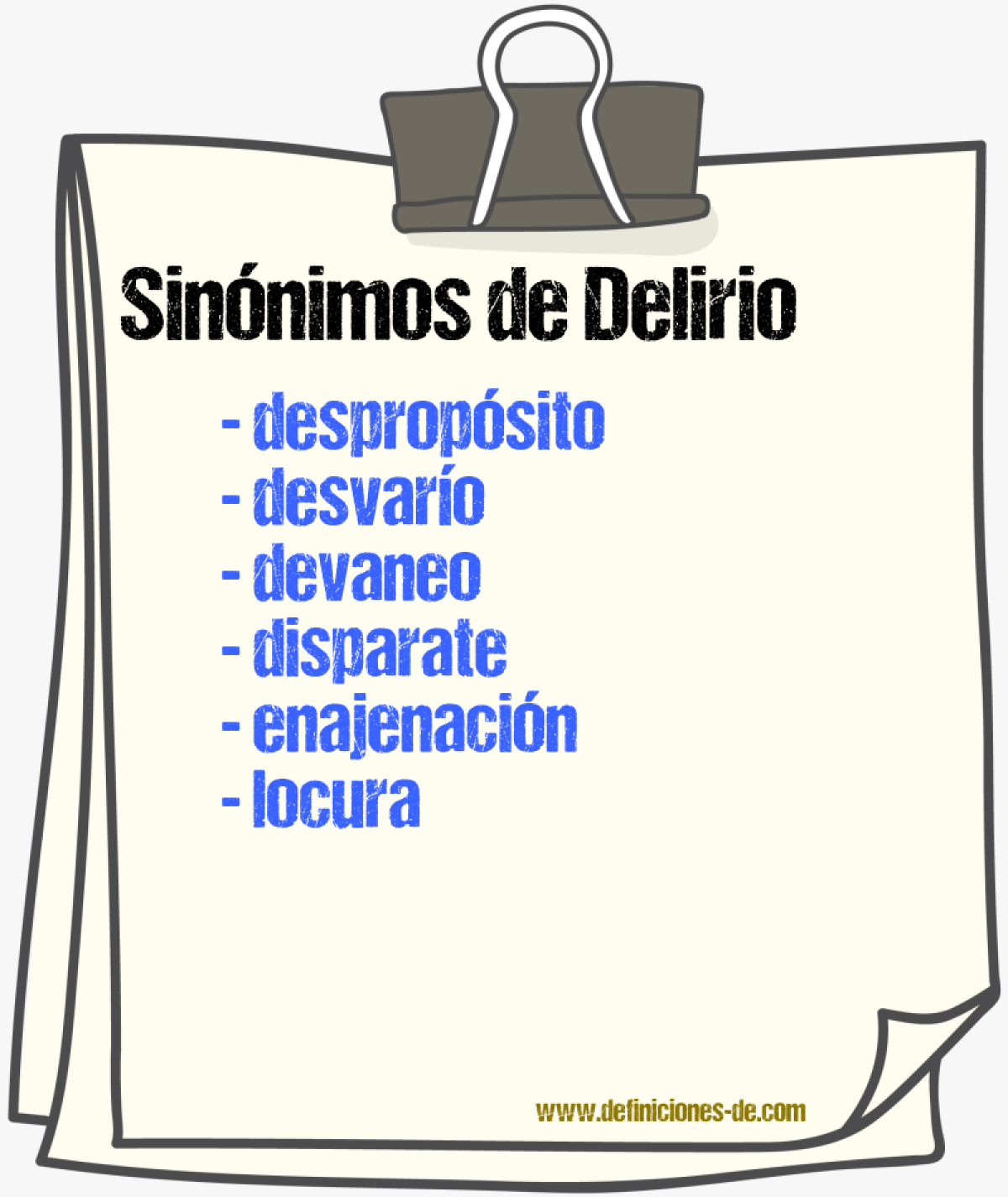 Sinnimos de delirio