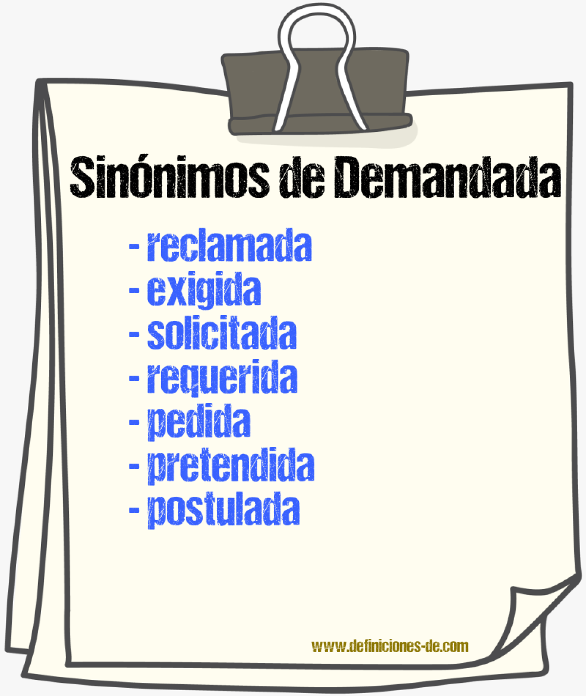 Sinónimos de demandada