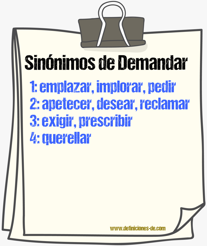 Sinnimos de demandar