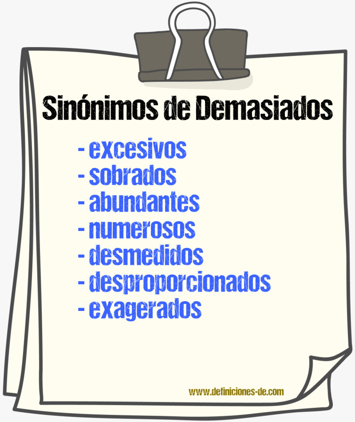 Sinónimos de demasiados