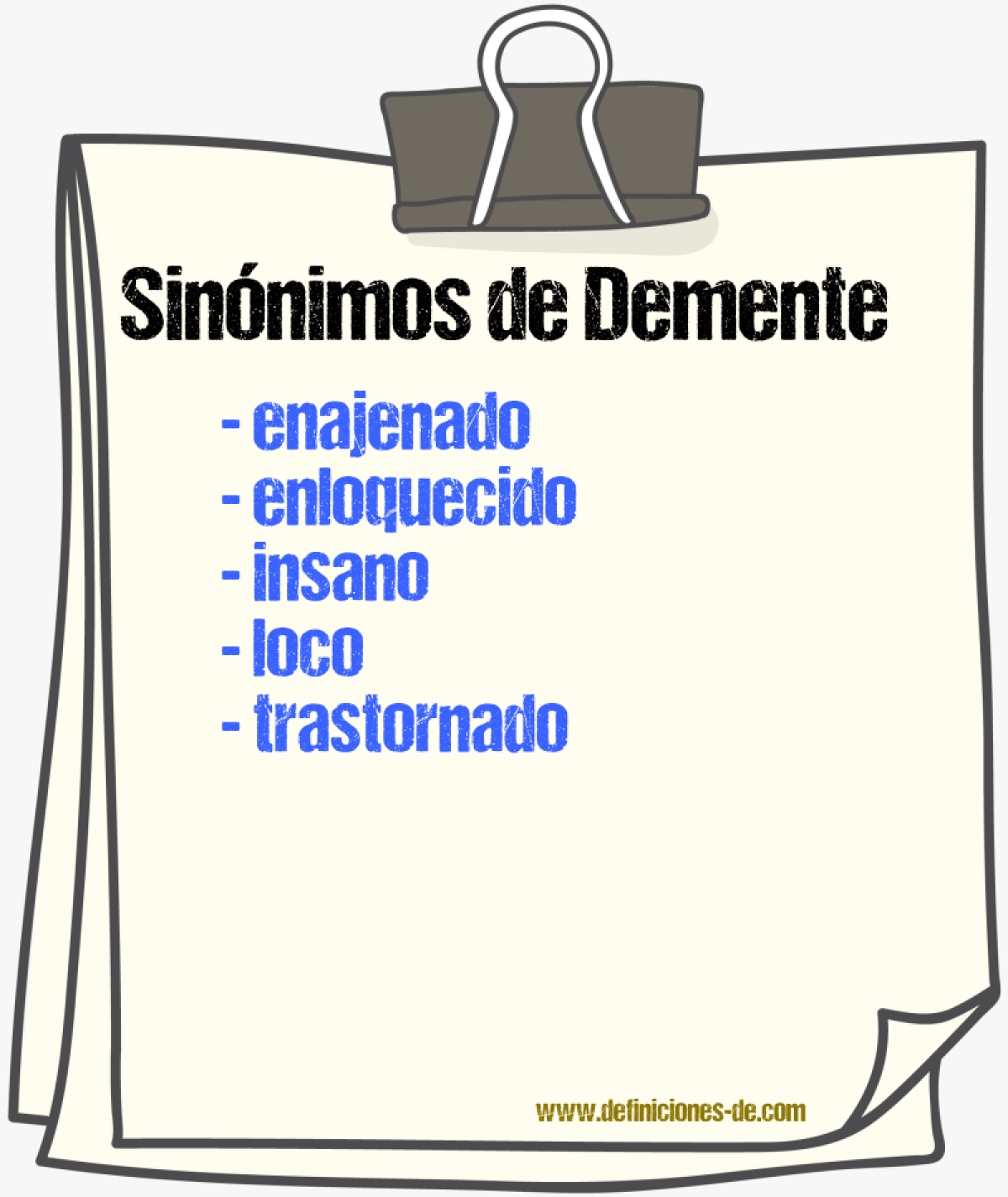 Sinnimos de demente