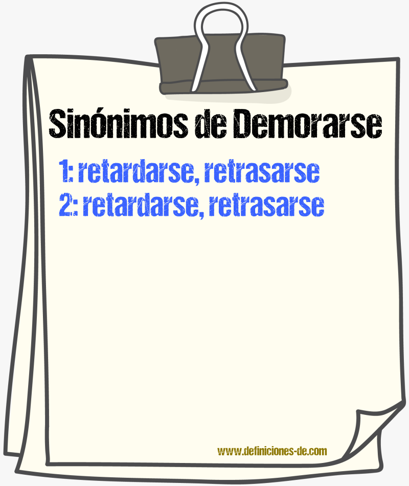 Sinónimos de demorarse