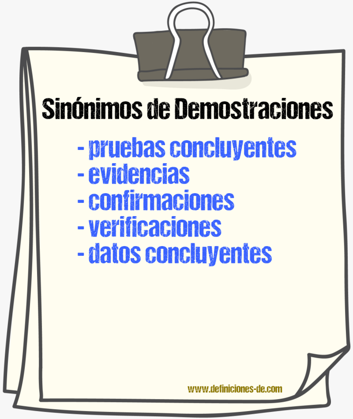 Sinónimos de demostraciones