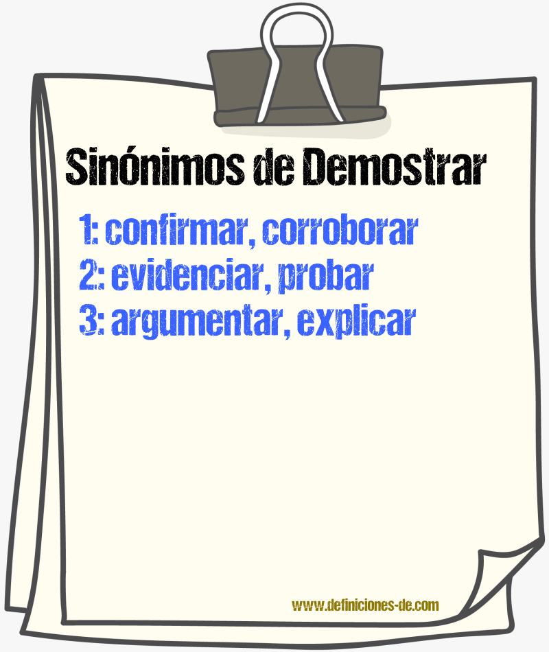 Sinnimos de demostrar