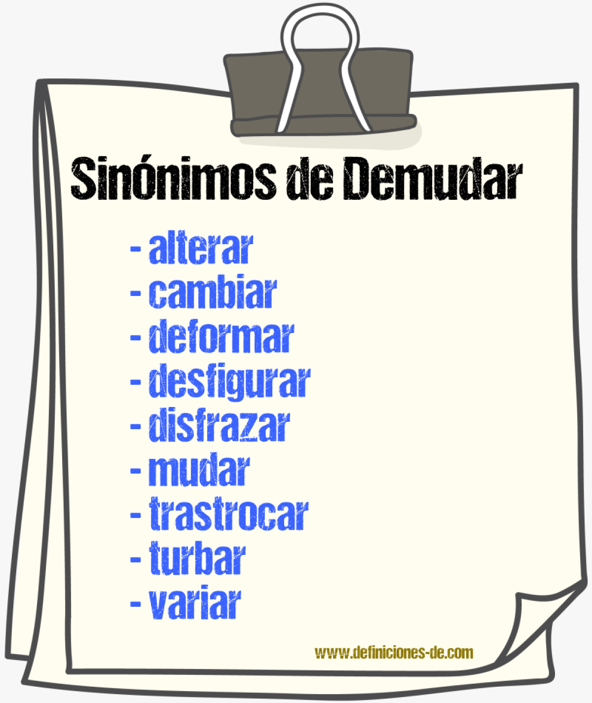 Sinnimos de demudar