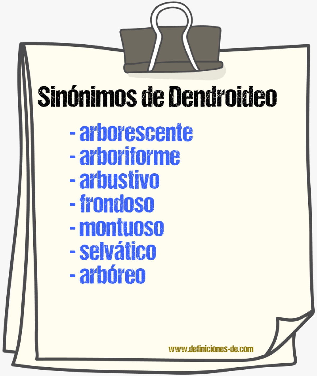 Sinnimos de dendroideo