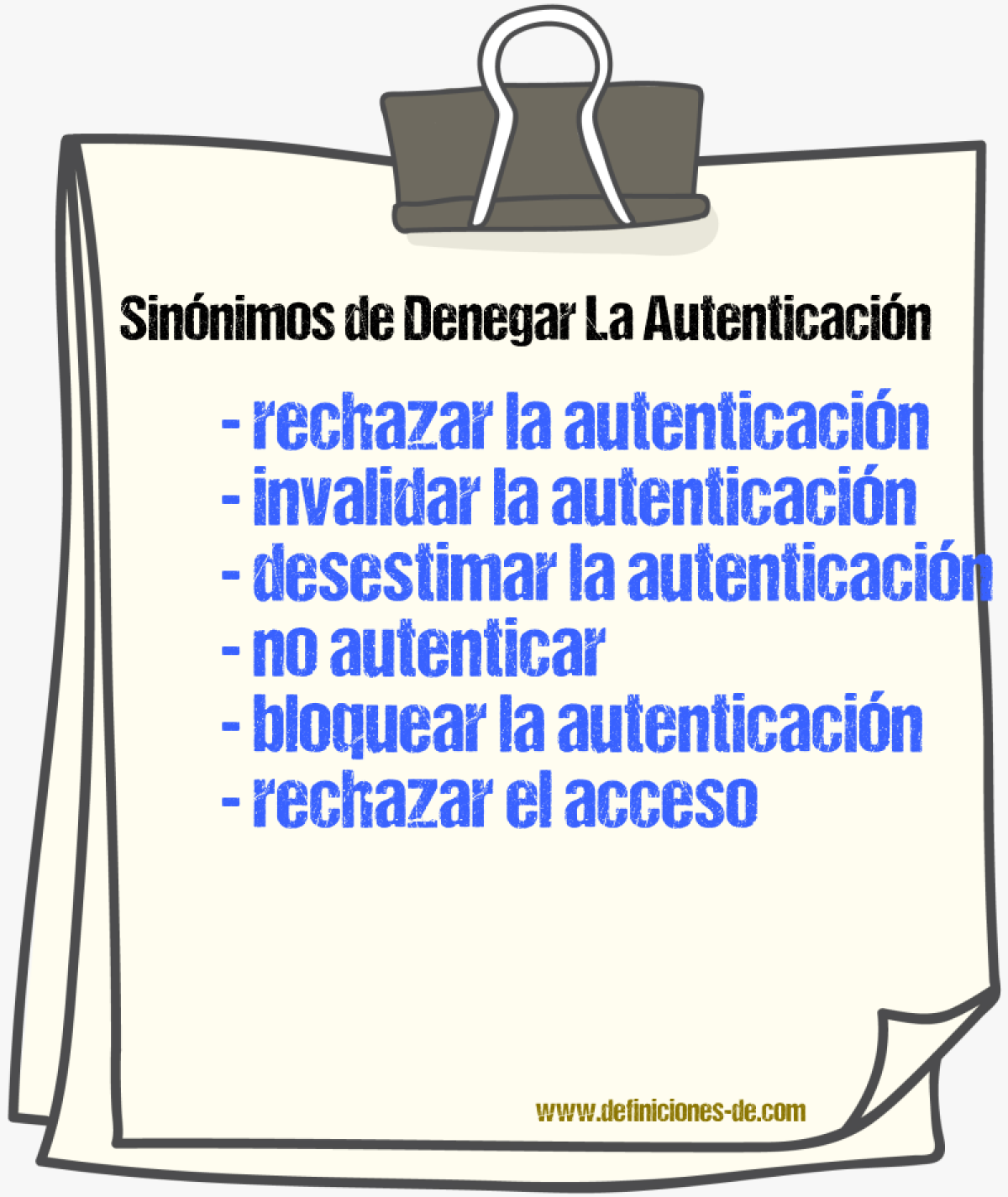 Sinónimos de denegar la autenticación