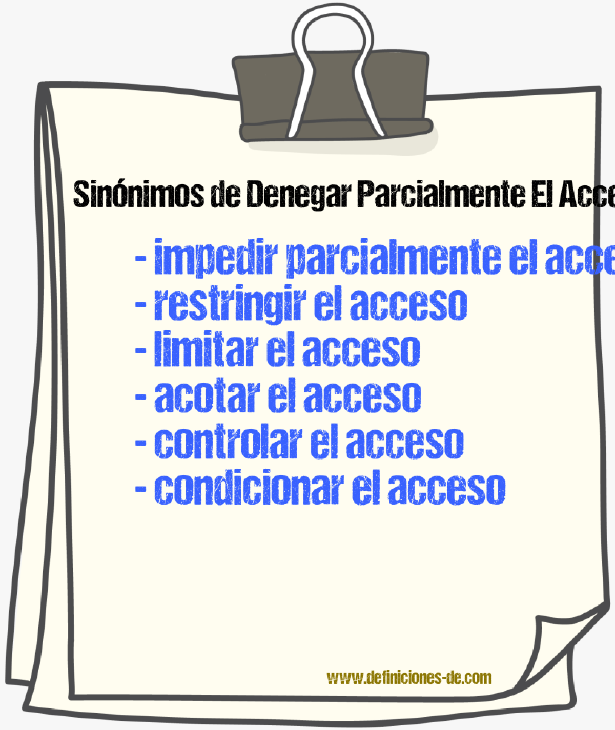 Sinónimos de denegar parcialmente el acceso