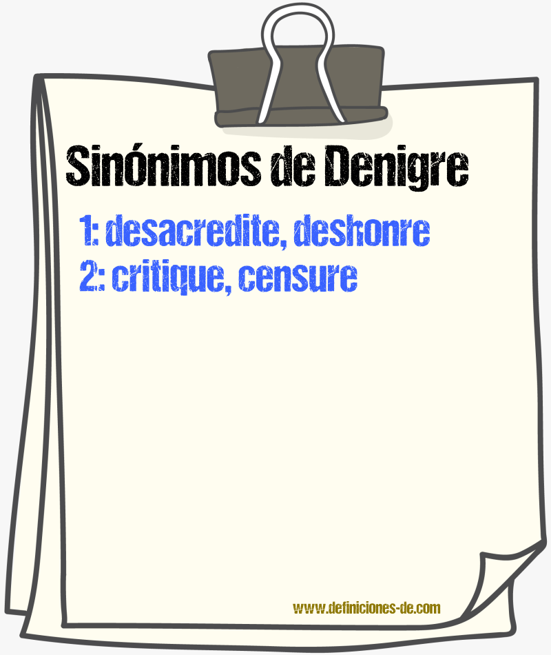 Sinónimos de denigre