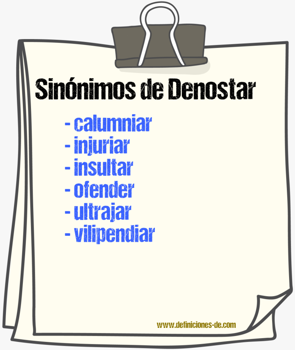 Sinnimos de denostar