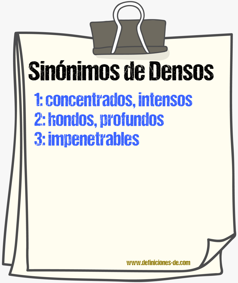 Sinónimos de densos