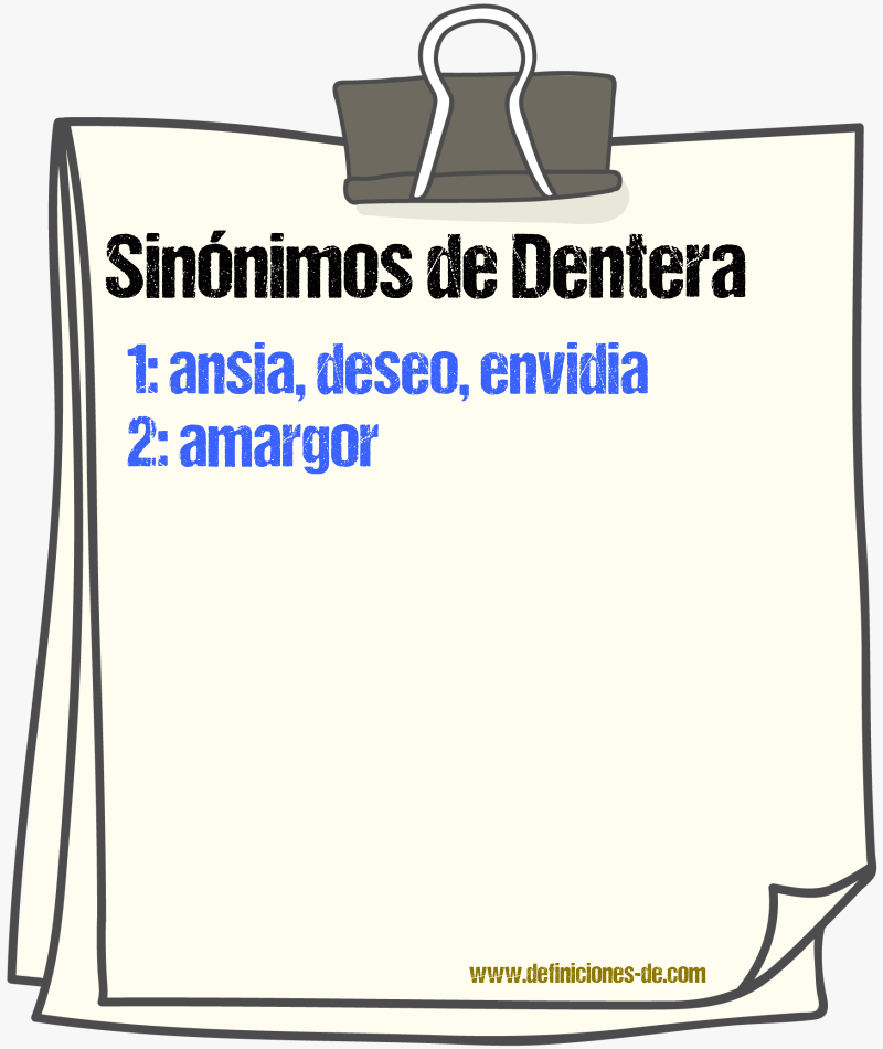 Sinnimos de dentera