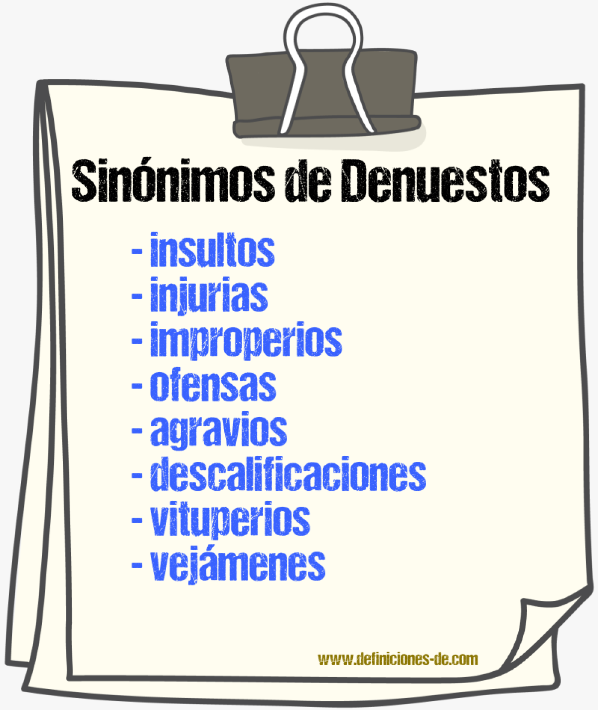 Sinónimos de denuestos