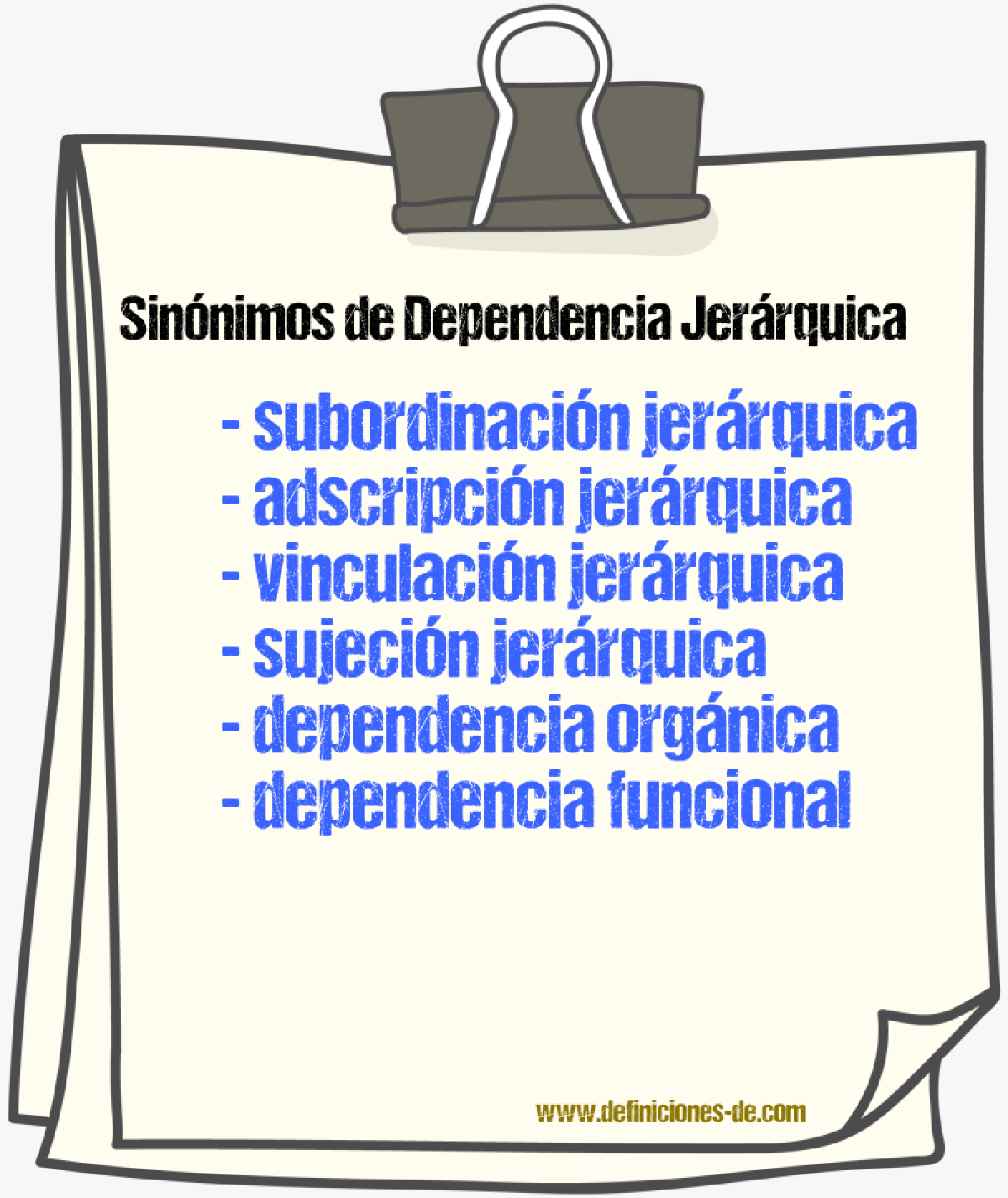 Sinónimos de dependencia jerárquica