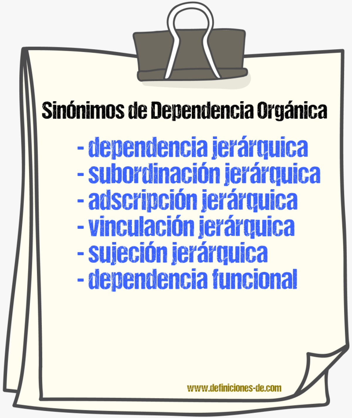 Sinónimos de dependencia orgánica
