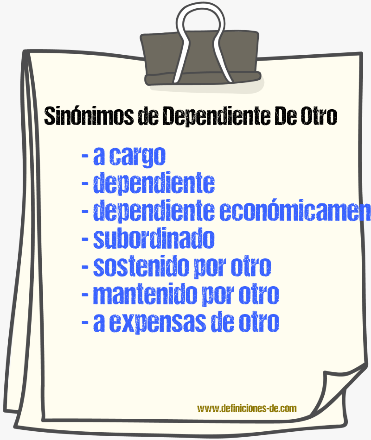 Sinónimos de dependiente de otro