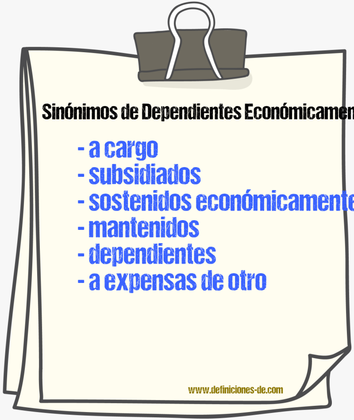 Sinónimos de dependientes económicamente