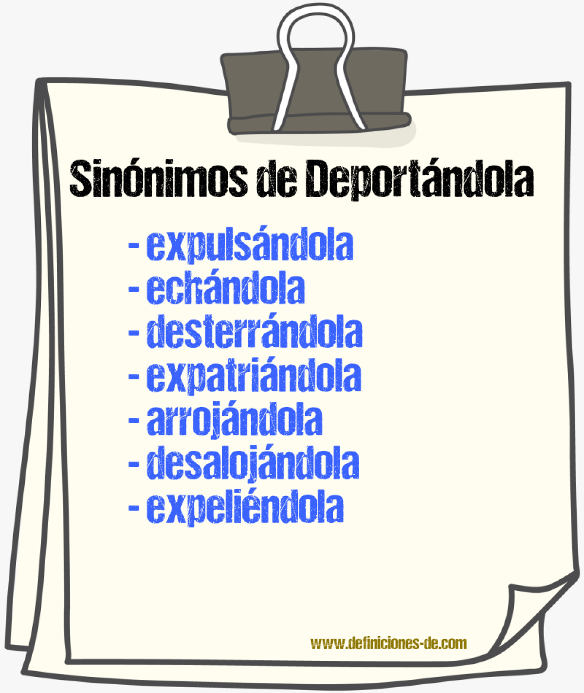 Sinónimos de deportándola