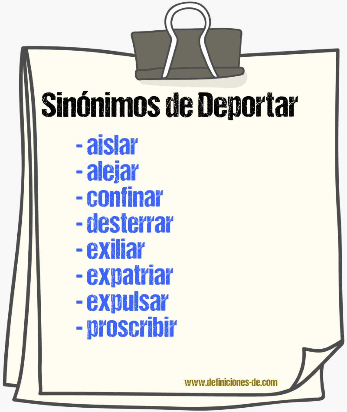 Sinónimos de deportar