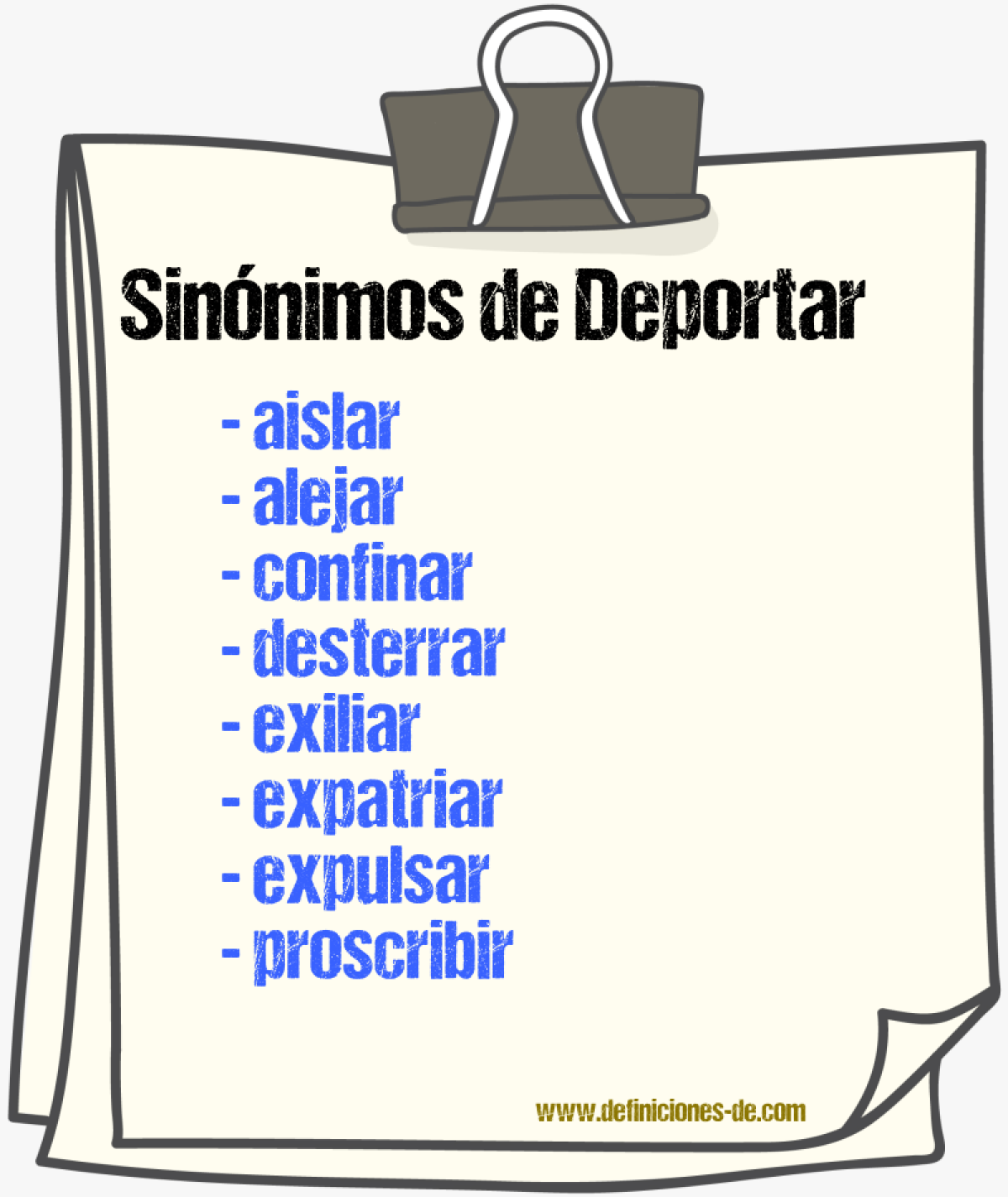 Sinnimos de deportar