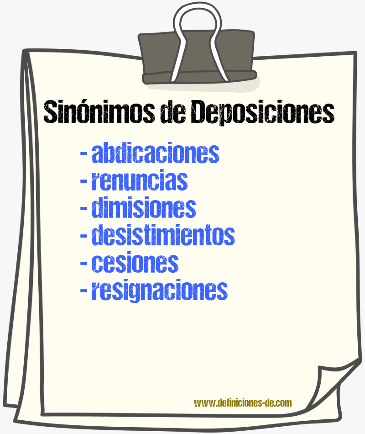Sinónimos de deposiciones