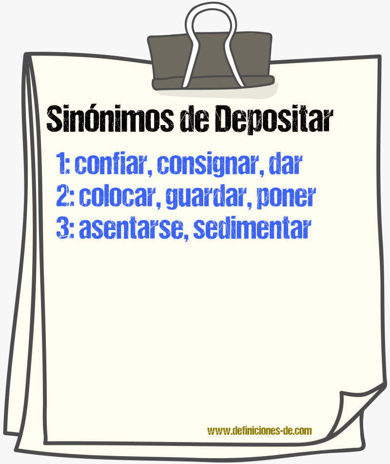 Sinnimos de depositar