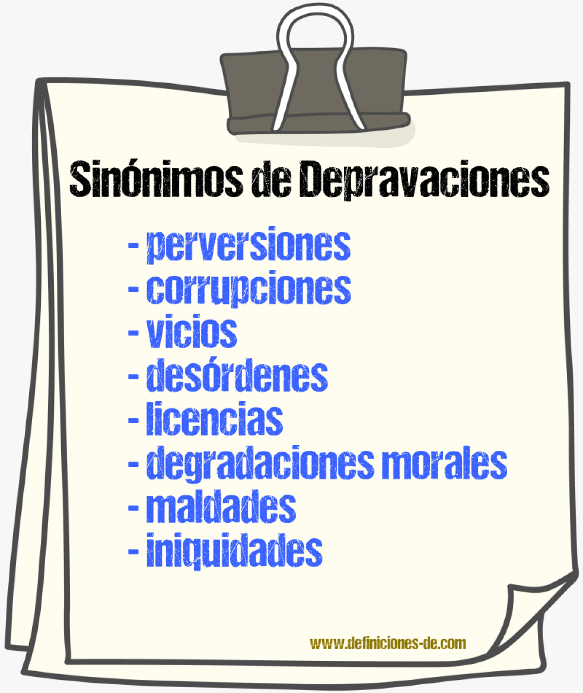 Sinónimos de depravaciones