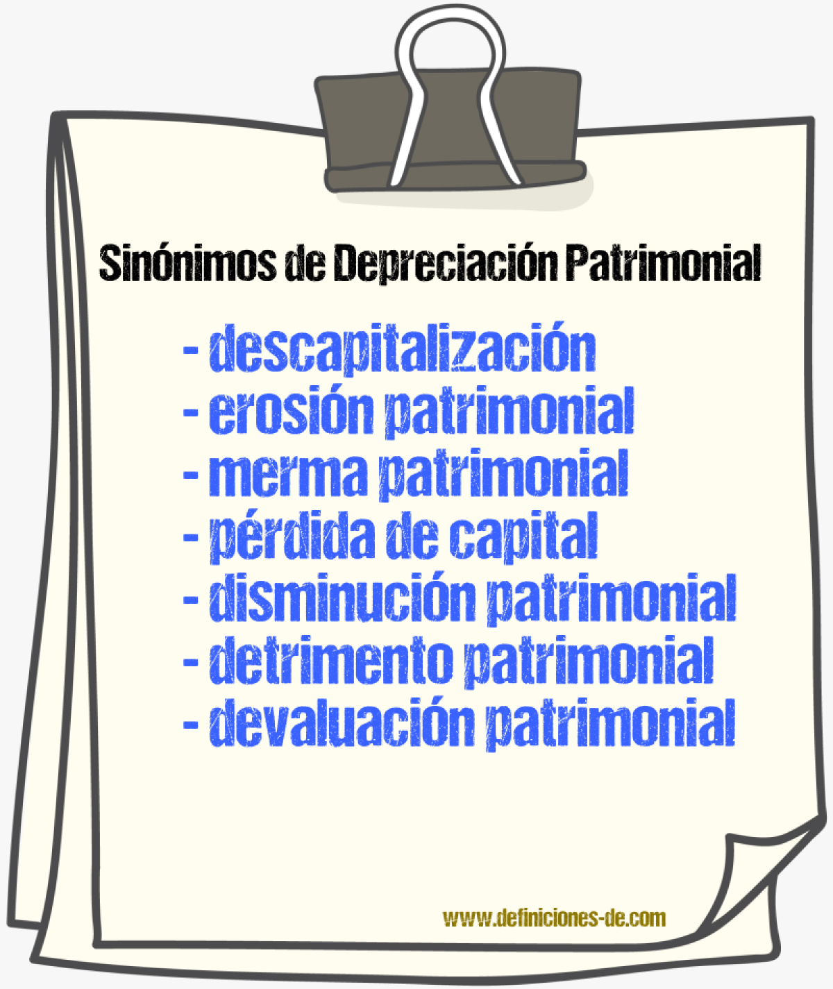 Sinónimos de depreciación patrimonial