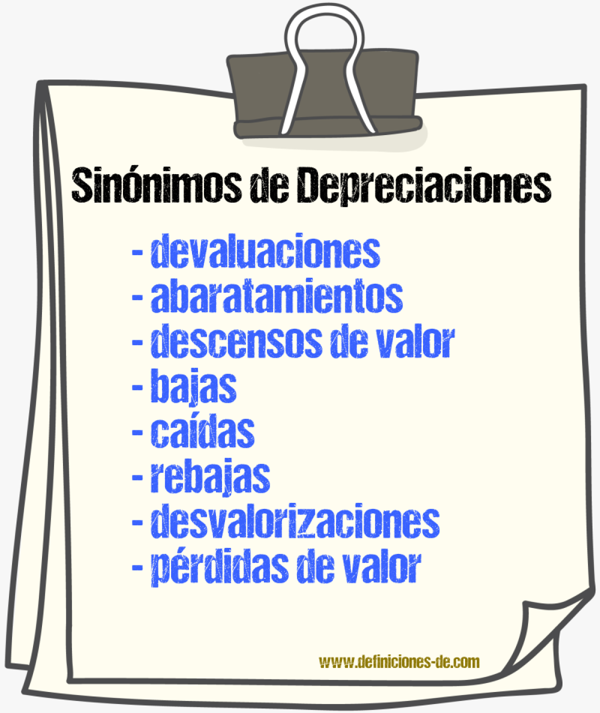 Sinónimos de depreciaciones