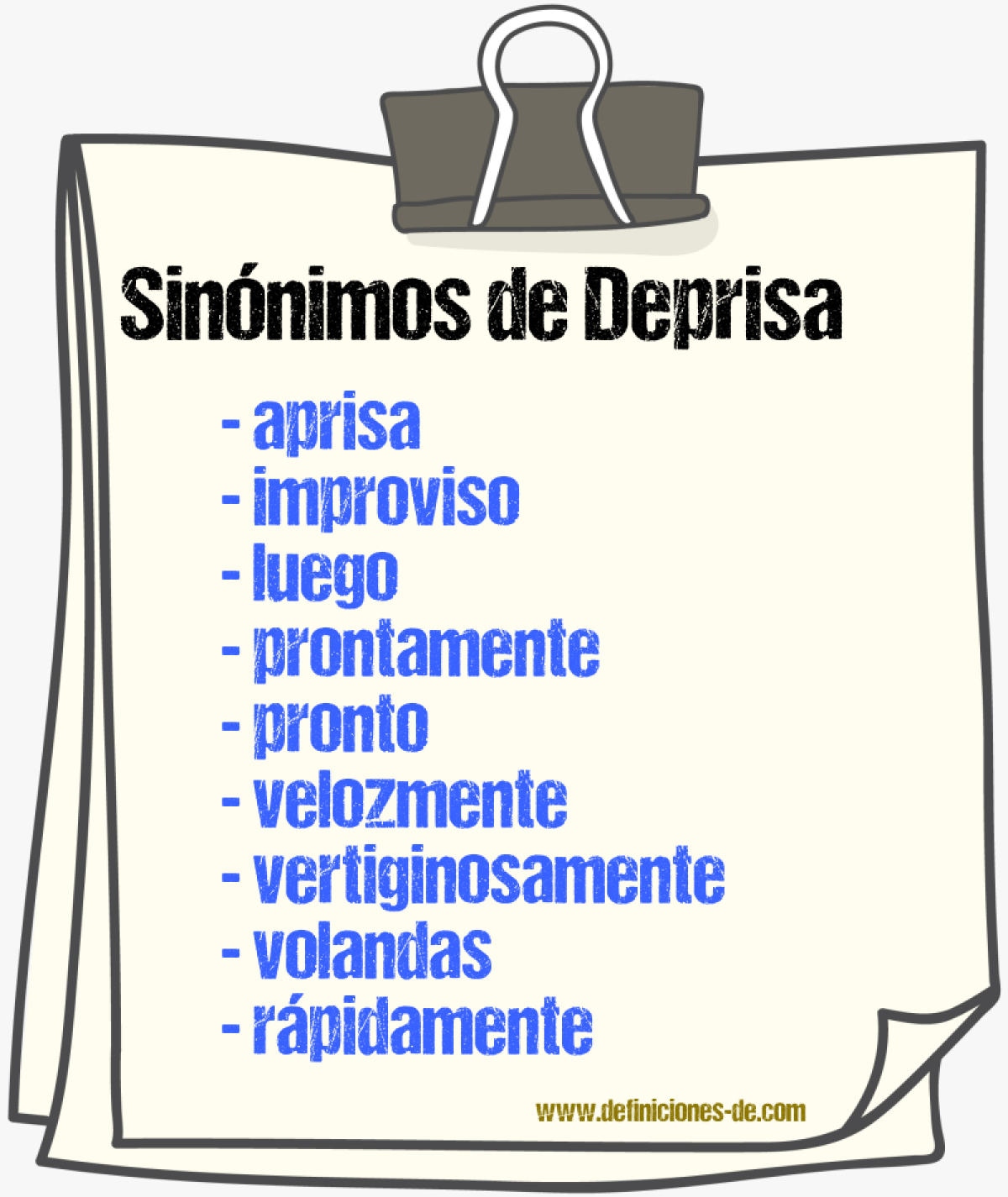 Sinnimos de deprisa