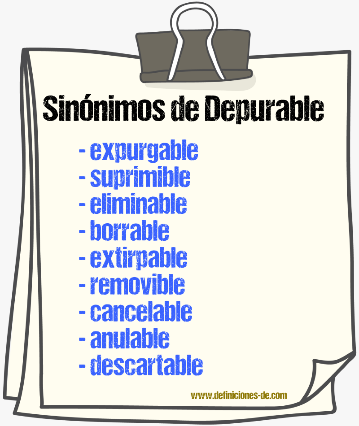 Sinónimos de depurable