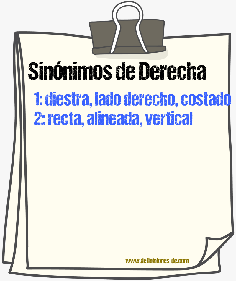 Sinónimos de derecha