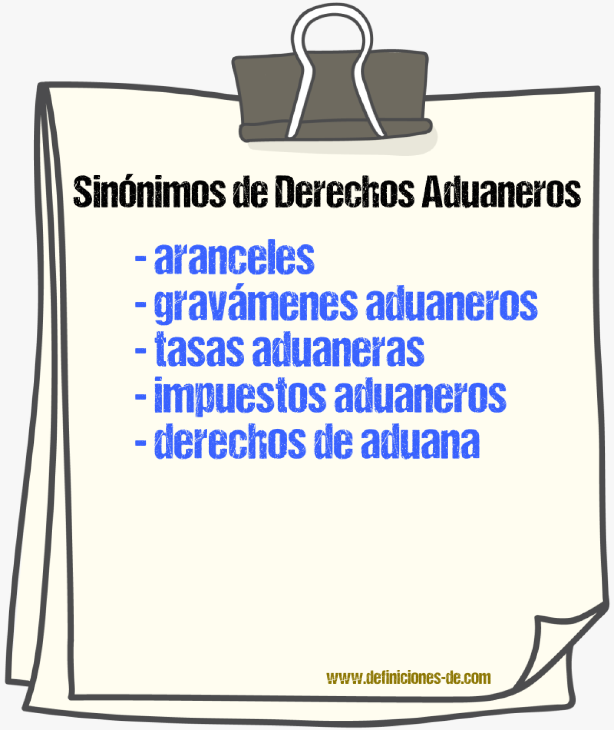 Sinónimos de derechos aduaneros