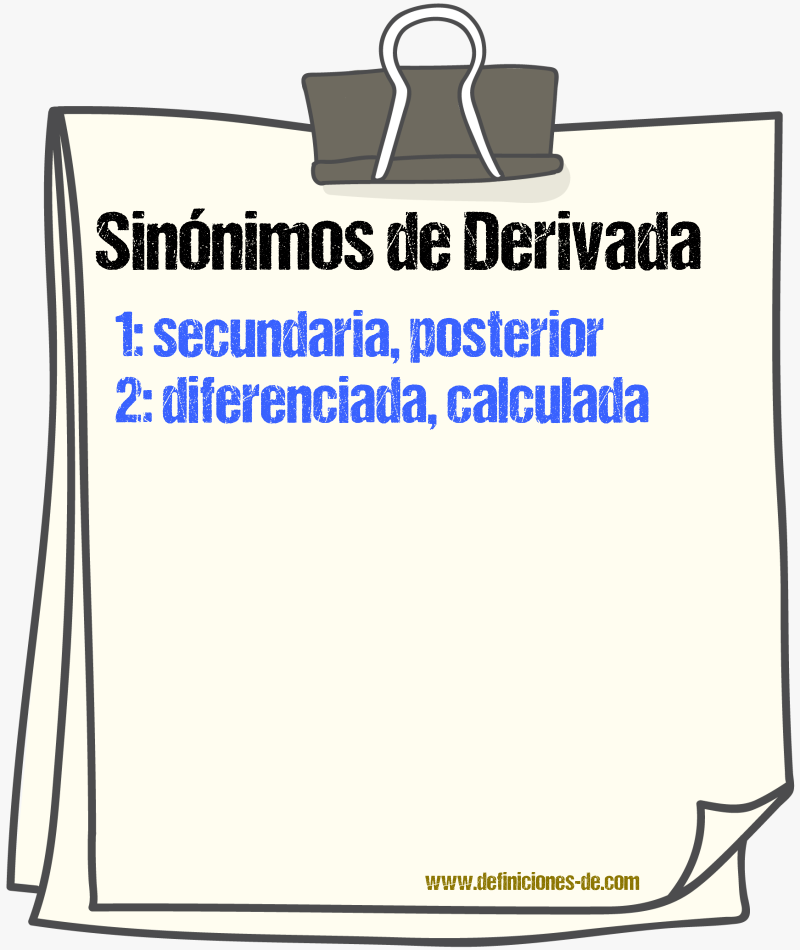 Sinónimos de derivada