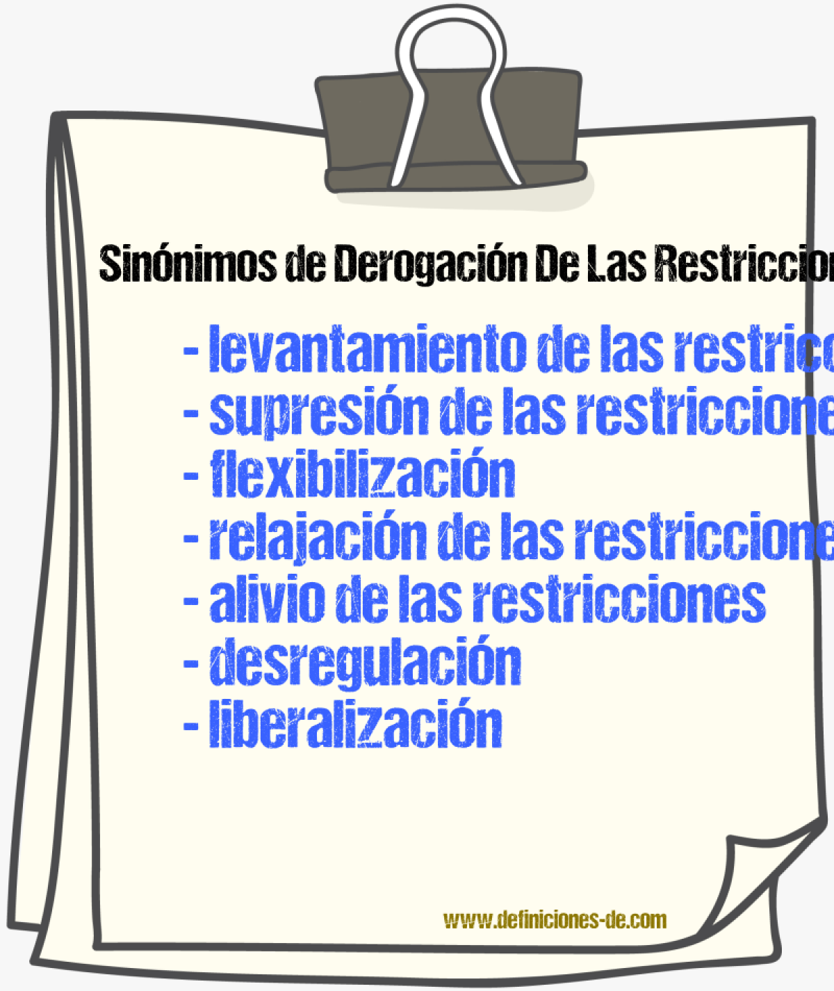 Sinónimos de derogación de las restricciones