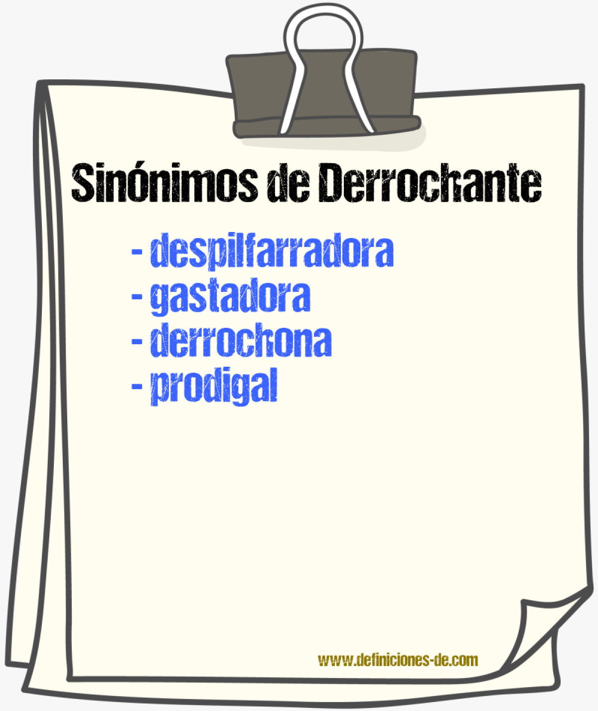 Sinónimos de derrochante