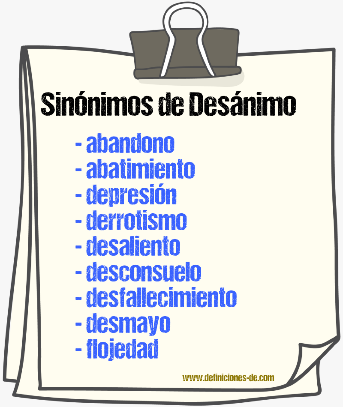 Sinnimos de desnimo