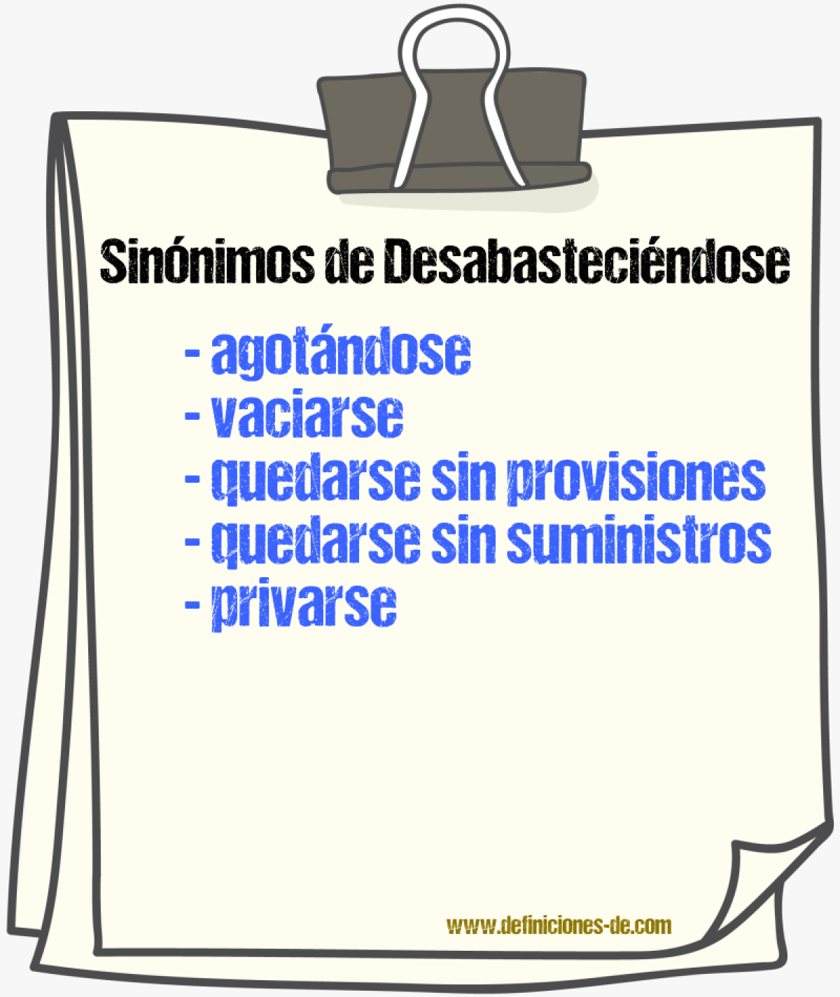 Sinónimos de desabasteciéndose