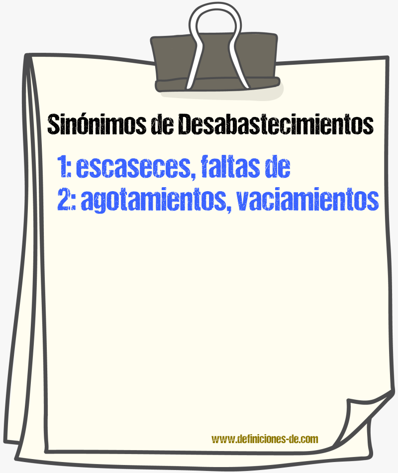 Sinónimos de desabastecimientos