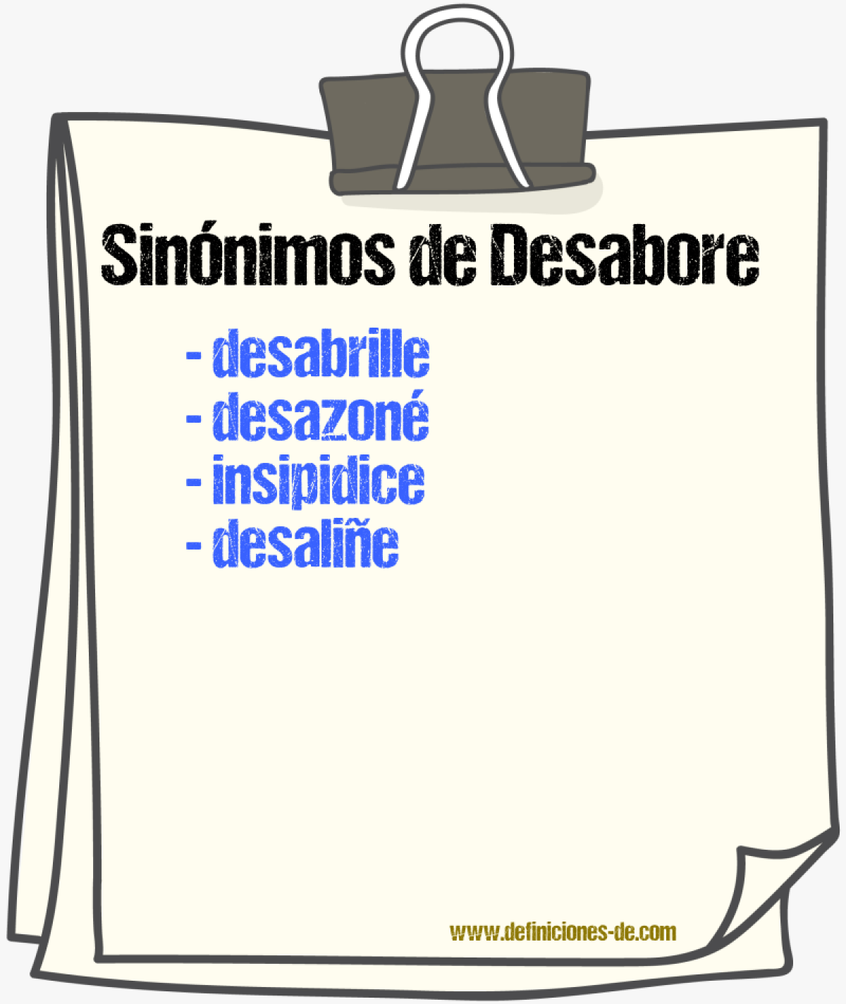 Sinónimos de desabore